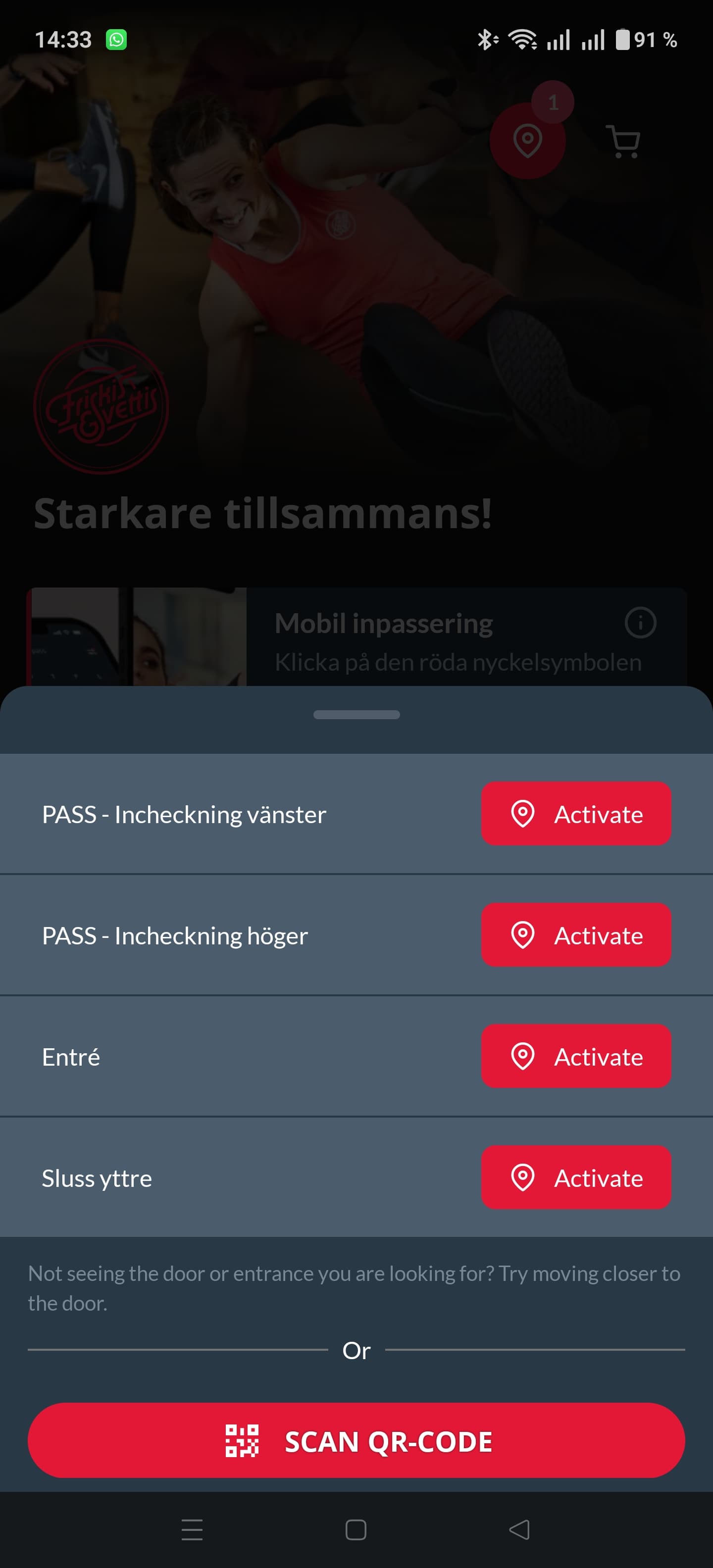 Gym app list changing as options load
