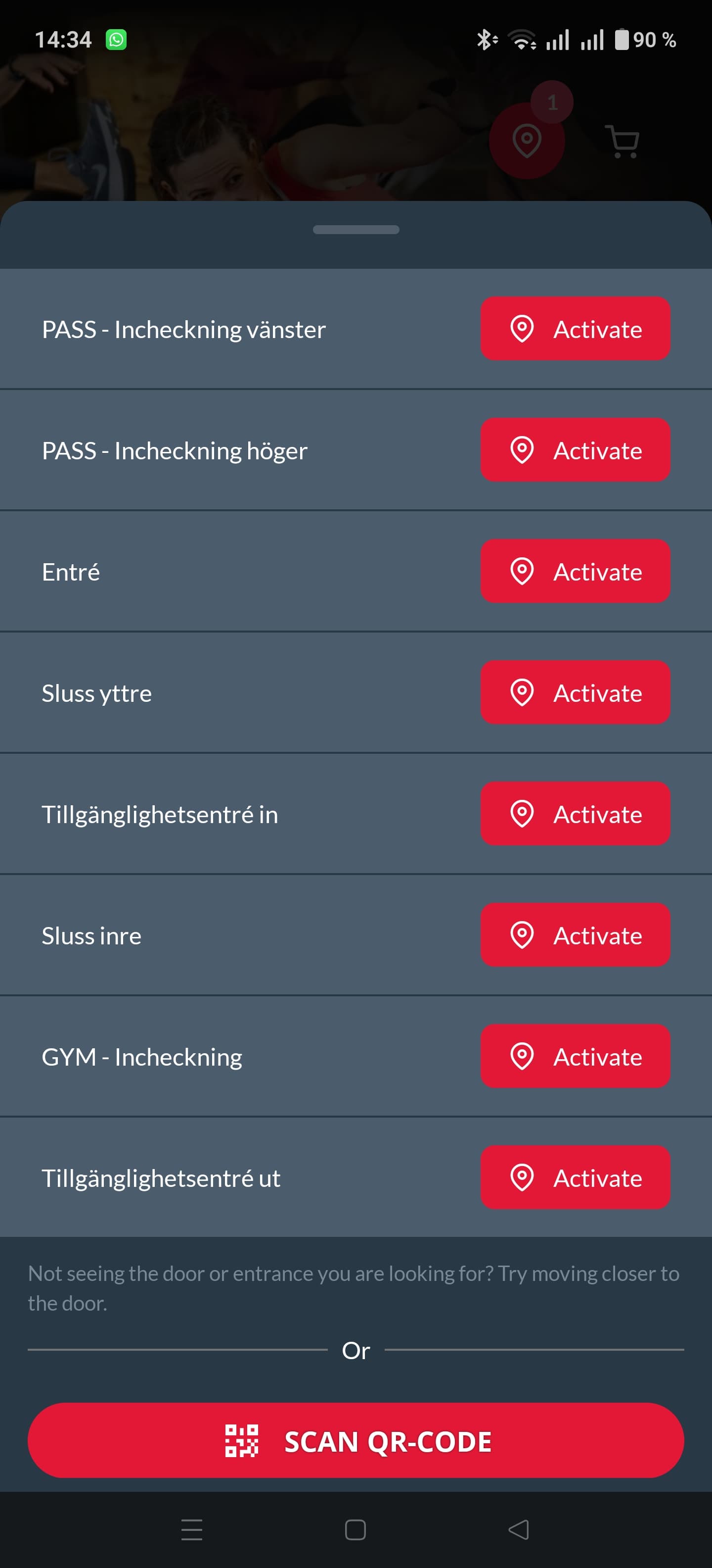 Gym app final list with all options loaded